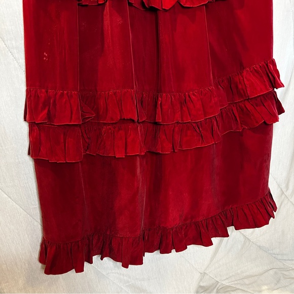 Taylor G Dallas Dark Red Burgundy Tiered westernTiered Western Skirt Sm/Med EUC - Picture 3 of 6